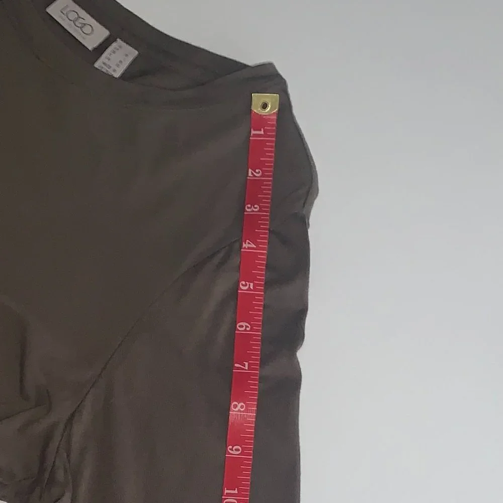 NWOT Logo Lori Goldstein Long Sleeve Dark Camo Green (Almost Brown) Shirt Sz Lg - Picture 10 of 13